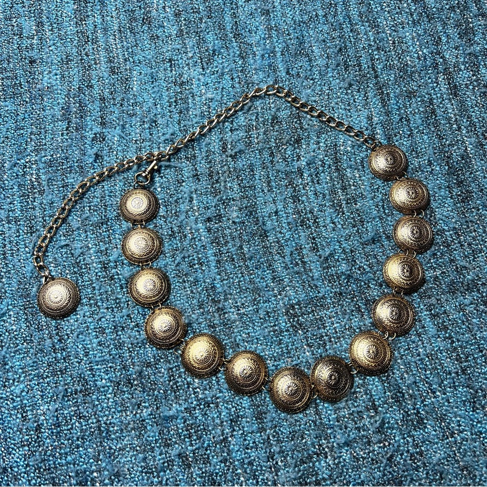 Round Medallion Metal Chain Belt Y2K Gold Tone